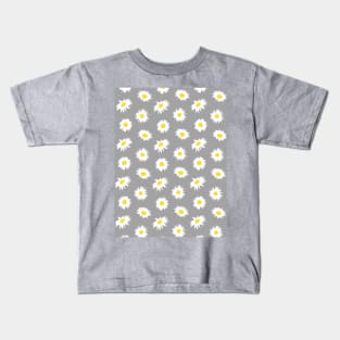 Daisy Ditsy Pattern on Grey Kids T-Shirt